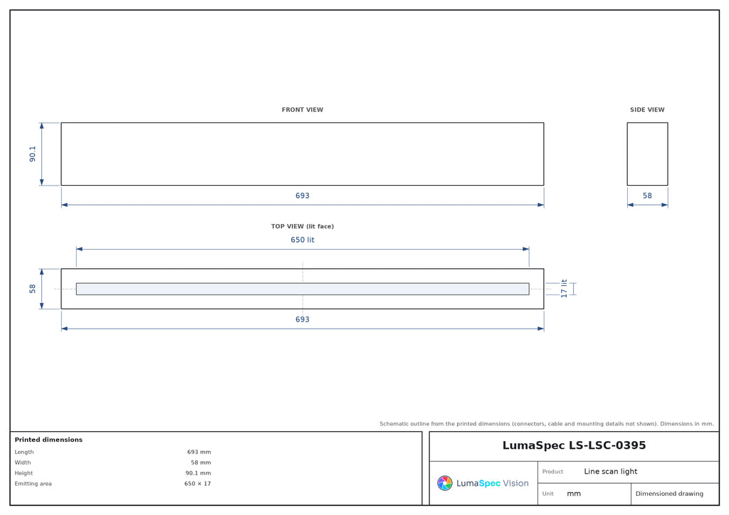 650 x 17 mm high-power line scan light