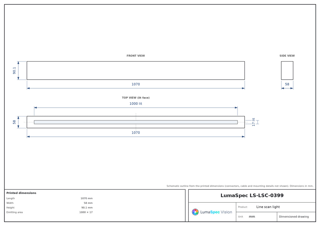 1000 x 17 mm high-power line scan light