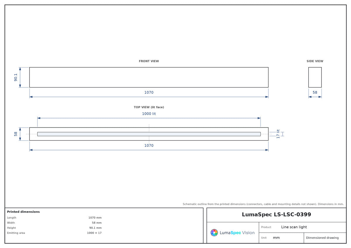 1000 x 17 mm high-power line scan light