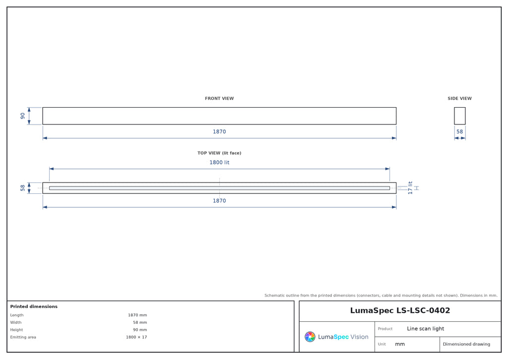 1800 x 17 mm high-power line scan light