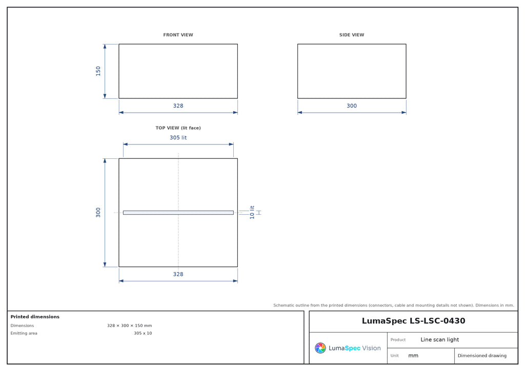 305 x 10 mm multi-angle line scan light