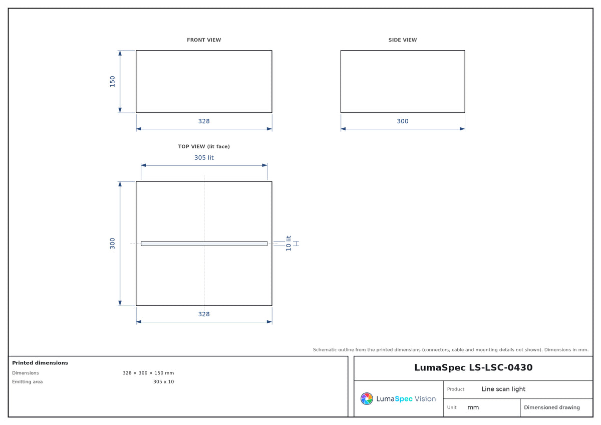 305 x 10 mm multi-angle line scan light