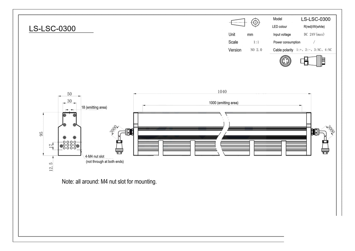 LS-LSC-0300 dimensions (mm)