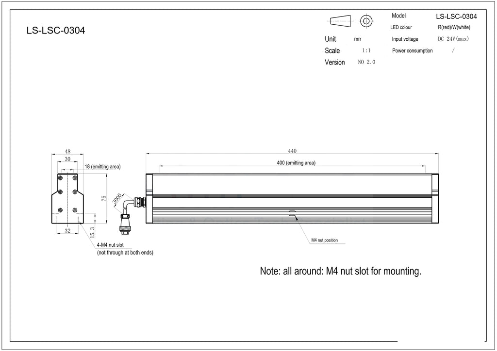 LS-LSC-0304 dimensions (mm)