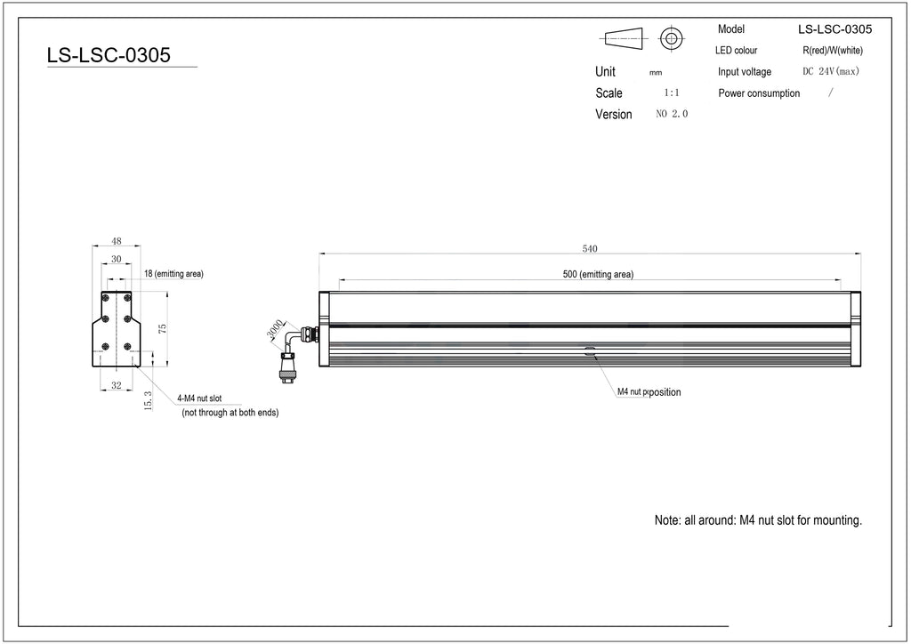 LS-LSC-0305 dimensions (mm)