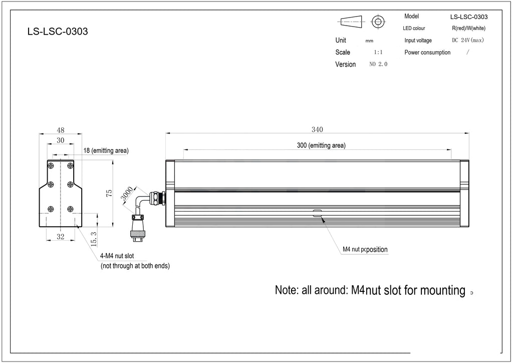 LS-LSC-0303 dimensions (mm)