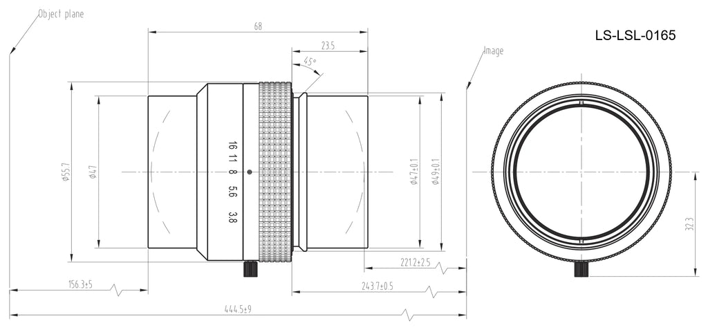 LS-LSL-0165 dimensions (mm)