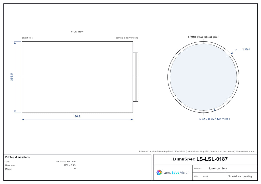 LS-LSL-0187 dimensions (mm)