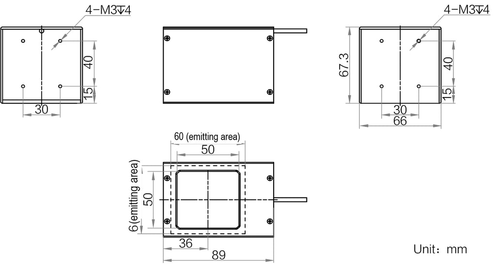LS-LTZ-H-60-60-W dimensions (mm)