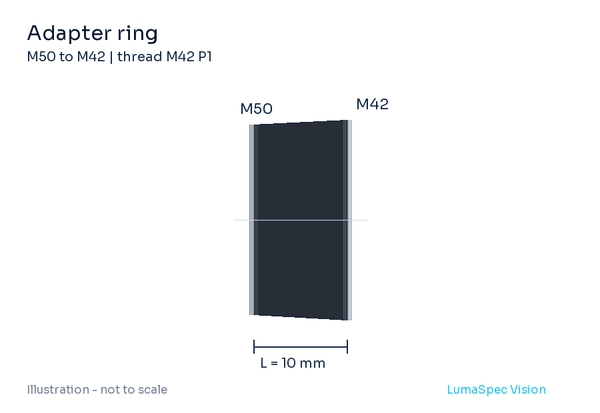 Adapter ring, length 10 mm, M42 P1 thread