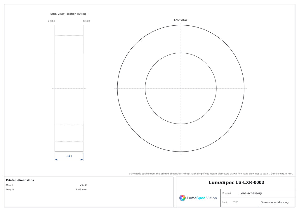 LS-LXR-0003 dimensions (mm)