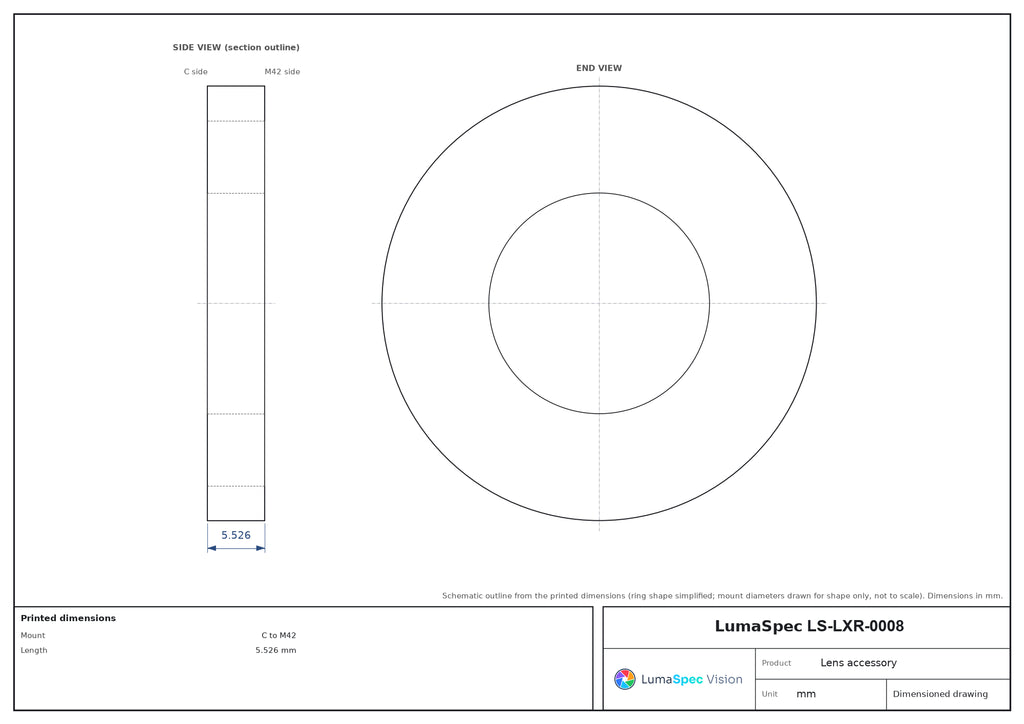 LS-LXR-0008 dimensions (mm)