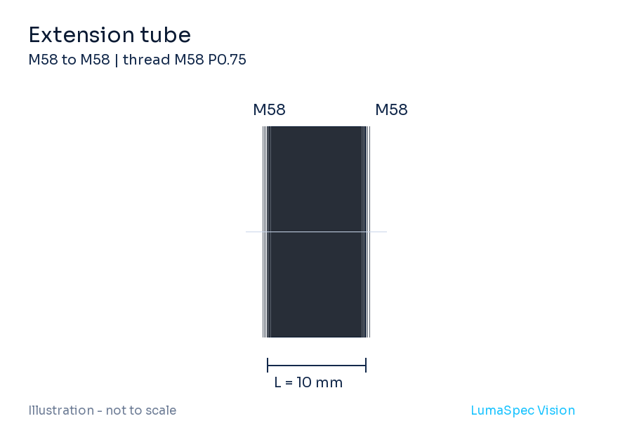 Extension tube, 10 mm, M58 P0.75 thread (LS-LXR-0049)