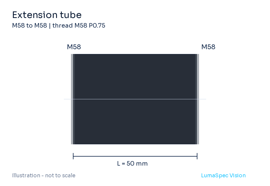 Extension tube, 50 mm, M58 P0.75 thread (LS-LXR-0052)