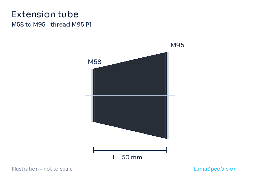 Extension tube, 50 mm, M95 P1 thread (LS-LXR-0058)