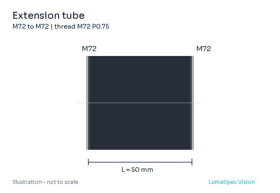 Extension tube, 50 mm, M72 P0.75 thread (LS-LXR-0062)