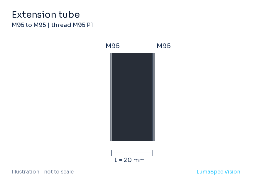 Extension tube, 20 mm, M95 P1 thread (LS-LXR-0065)