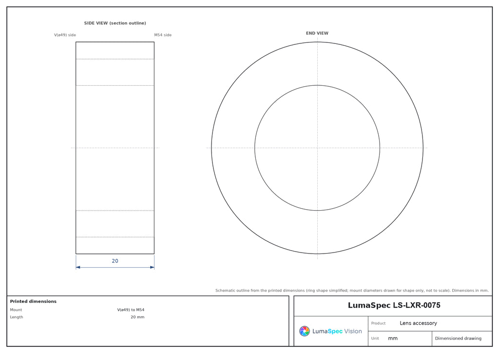 LS-LXR-0075 dimensions (mm)