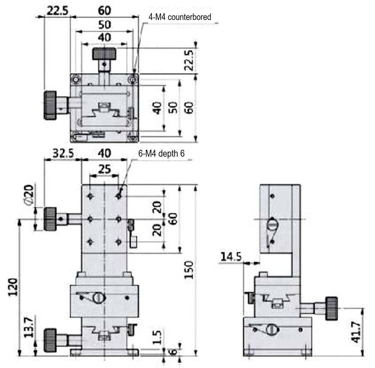 LS-MNT-0225 dimensions (mm)