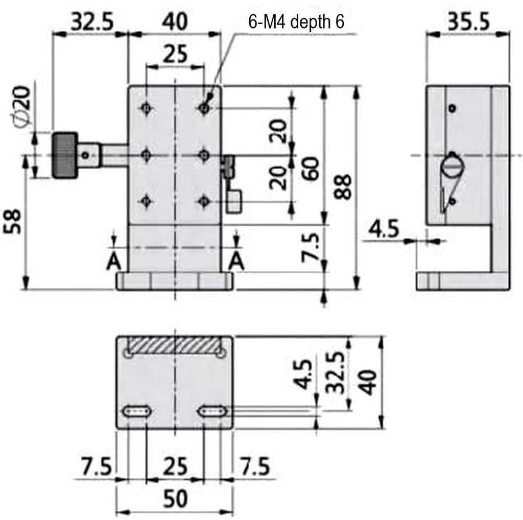 LS-MNT-0250 dimensions (mm)
