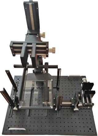 Camera stand with XZ adjustment and glass tray, height 600 mm, 600 x 450 mm base (LS-MNT-0097)