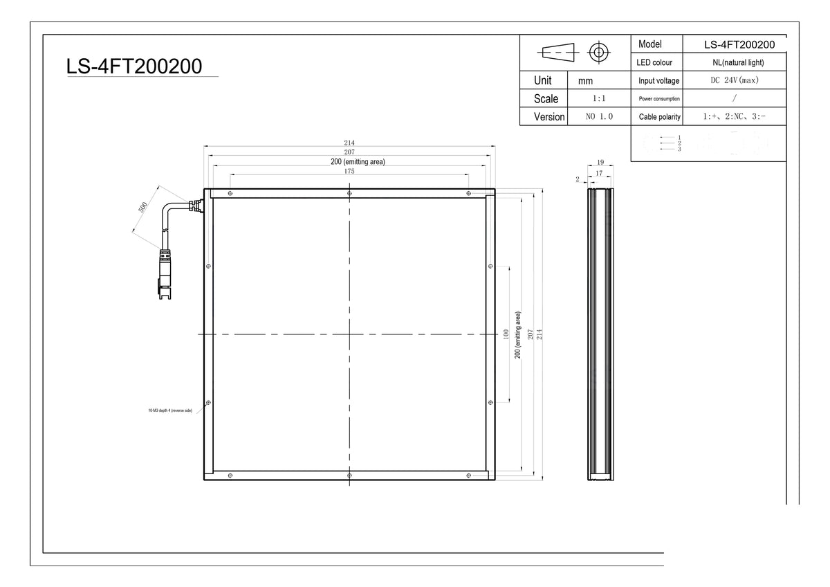 LS-4FT200200-NL dimensions (mm)
