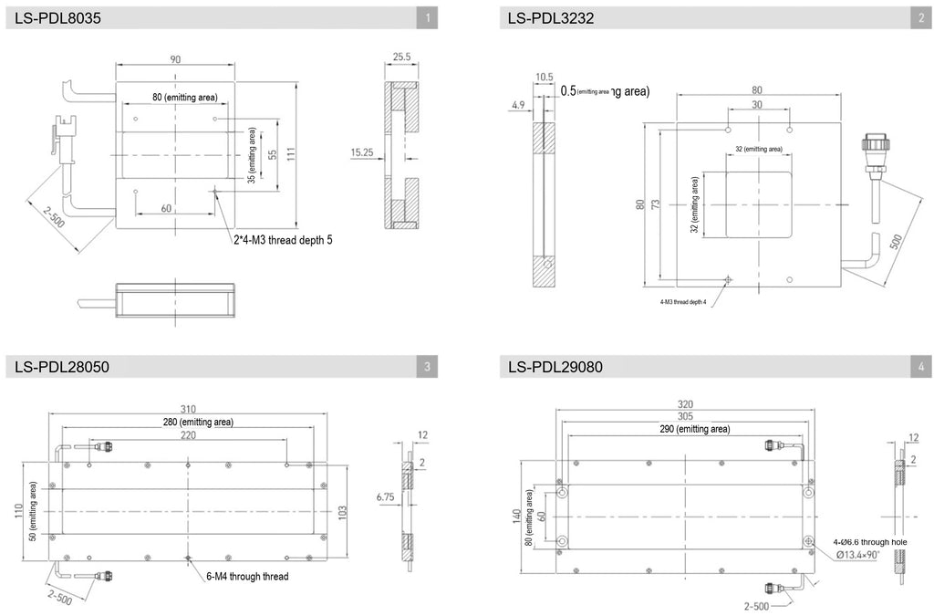 LS-PDL8035-W dimensions (mm)