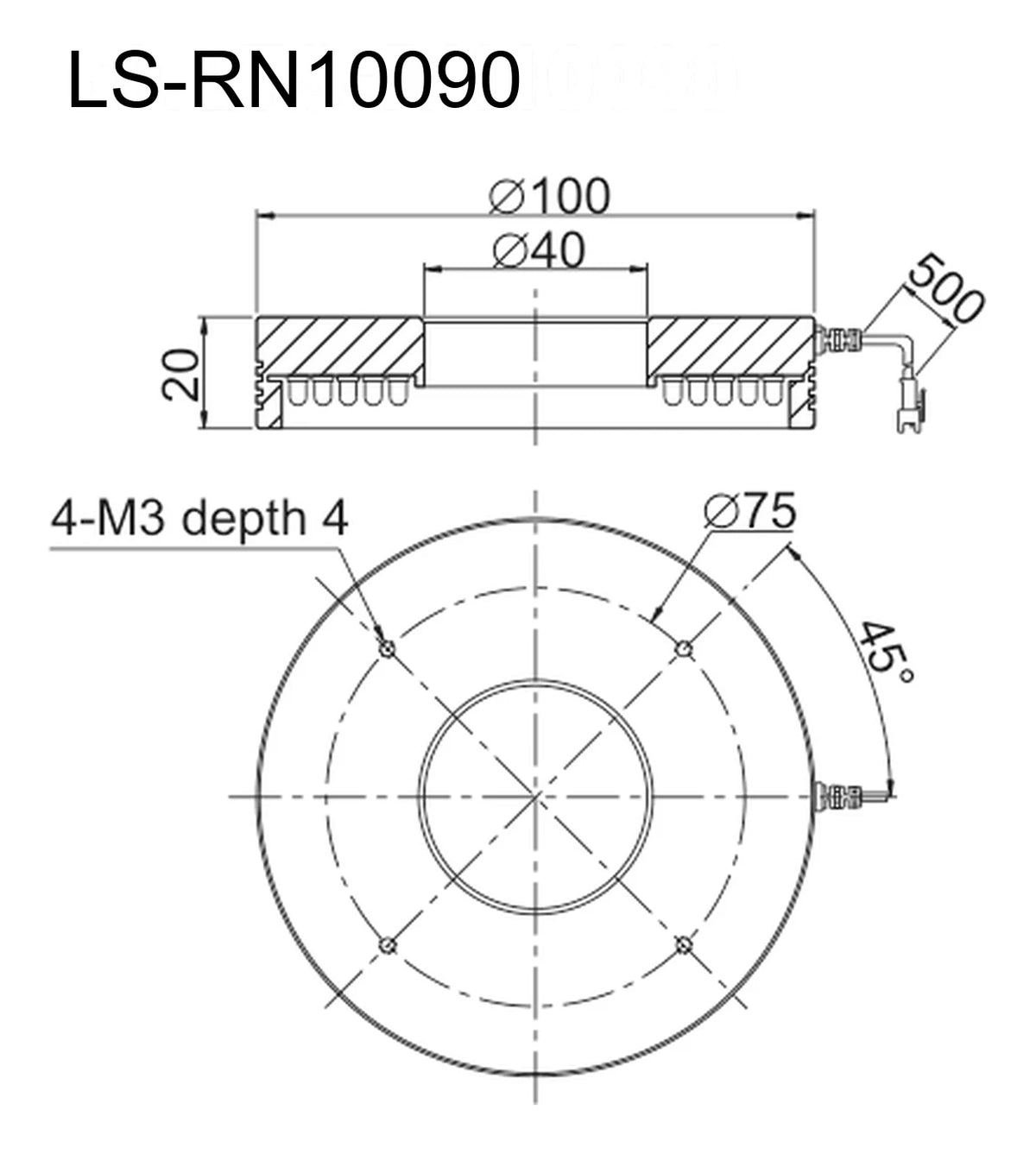 LS-RN10090 dimensions (mm)