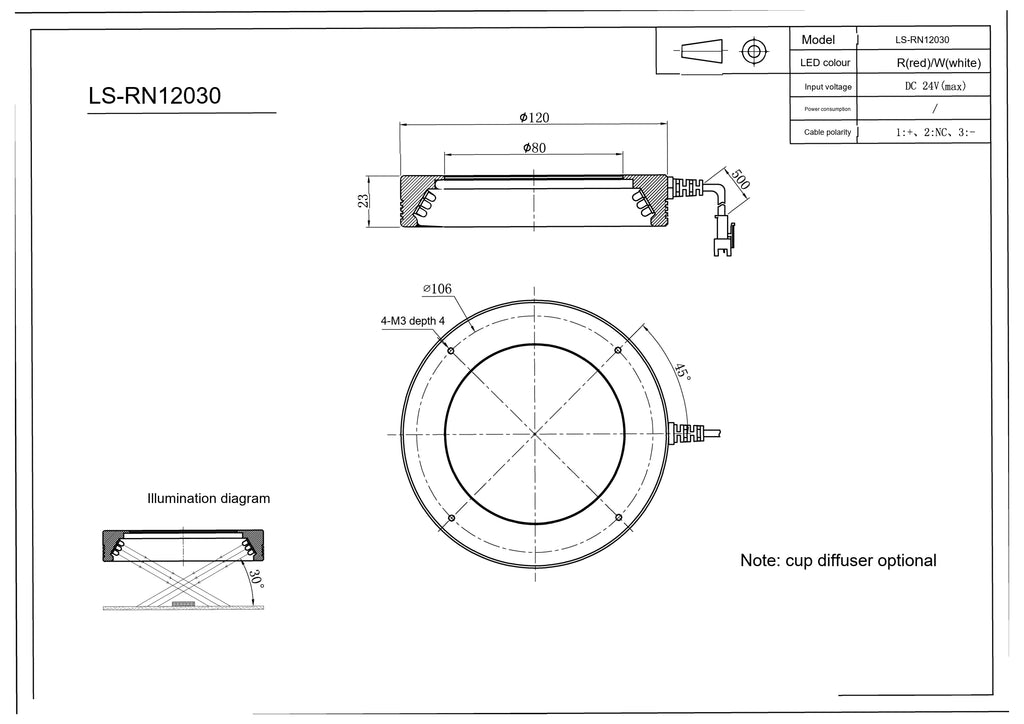 LS-RN12030-NIR dimensions (mm)