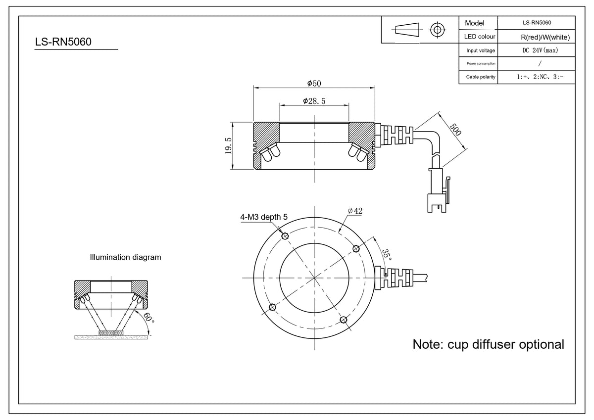 LS-RN5060-NIR dimensions (mm)