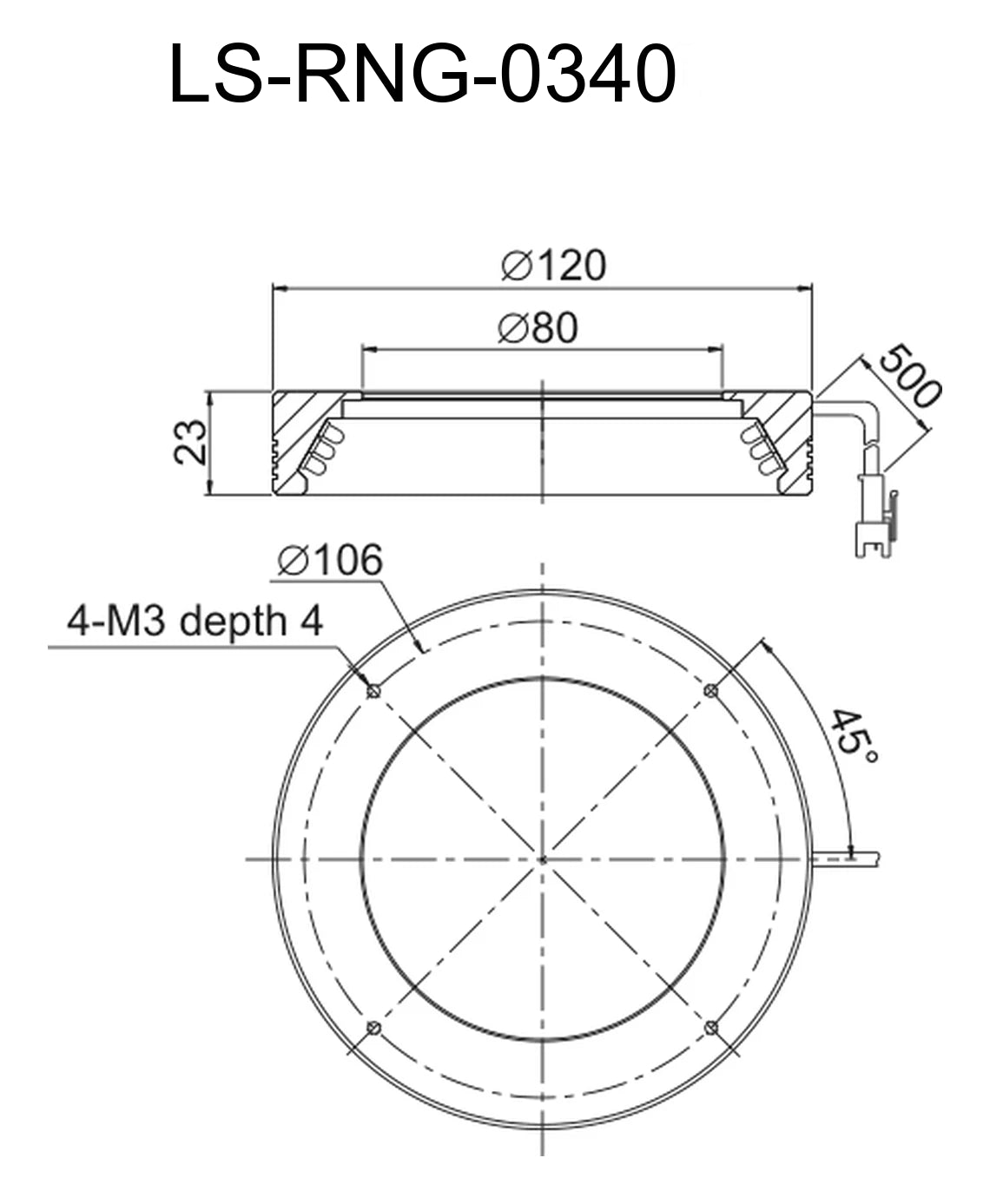 LS-RNG-0340 dimensions (mm)