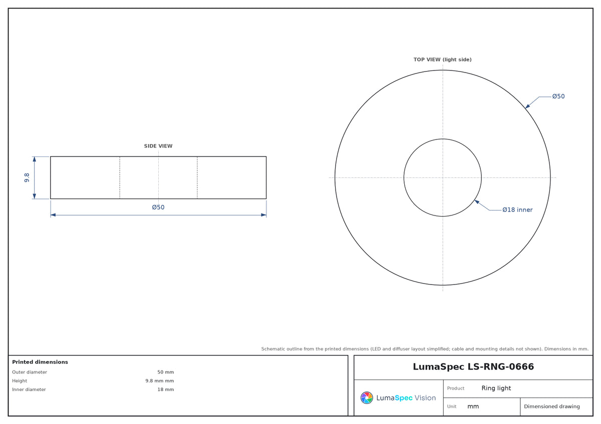 Ø50 mm low-angle ring light