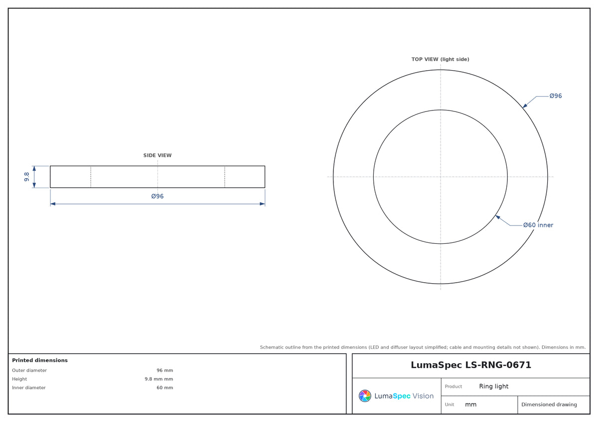 Ø96 mm low-angle ring light