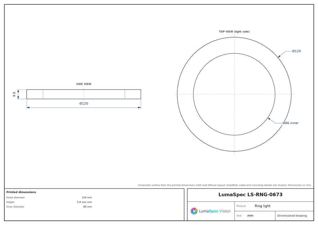 Ø120 mm low-angle ring light