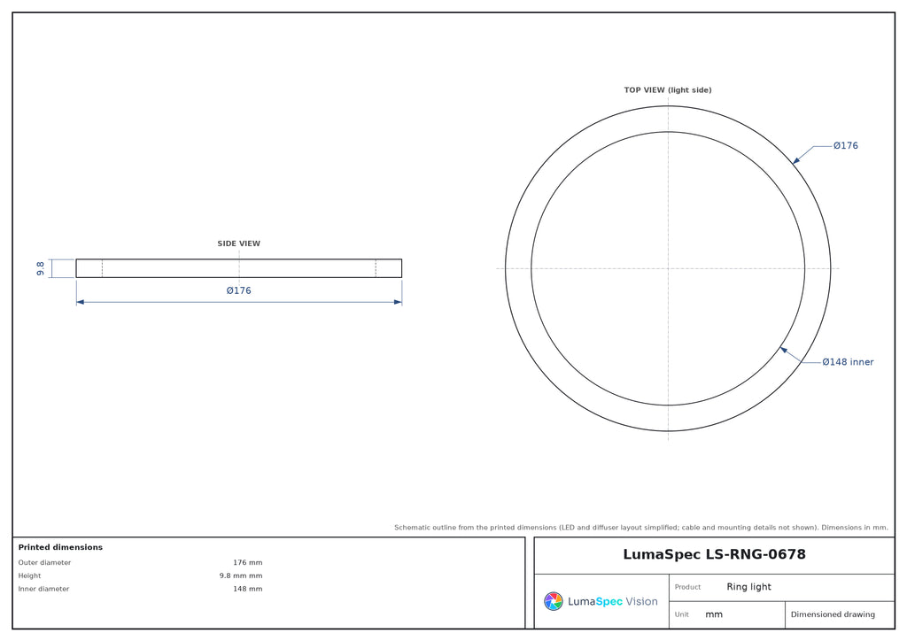 Ø176 mm low-angle ring light