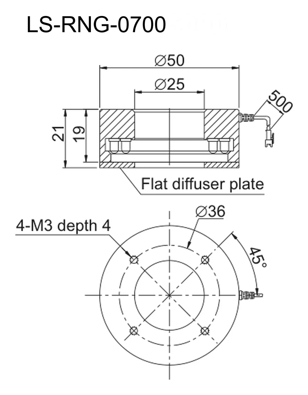 LS-RNG-0700 dimensions (mm)