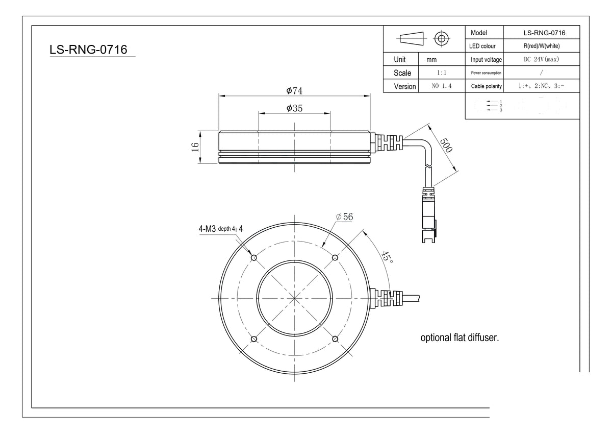 LS-RNG-0716 dimensions (mm)