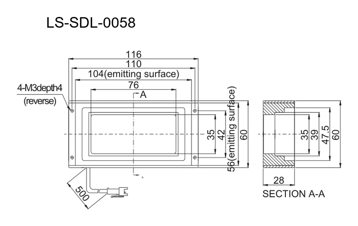 LS-SDL-0058 dimensions (mm)
