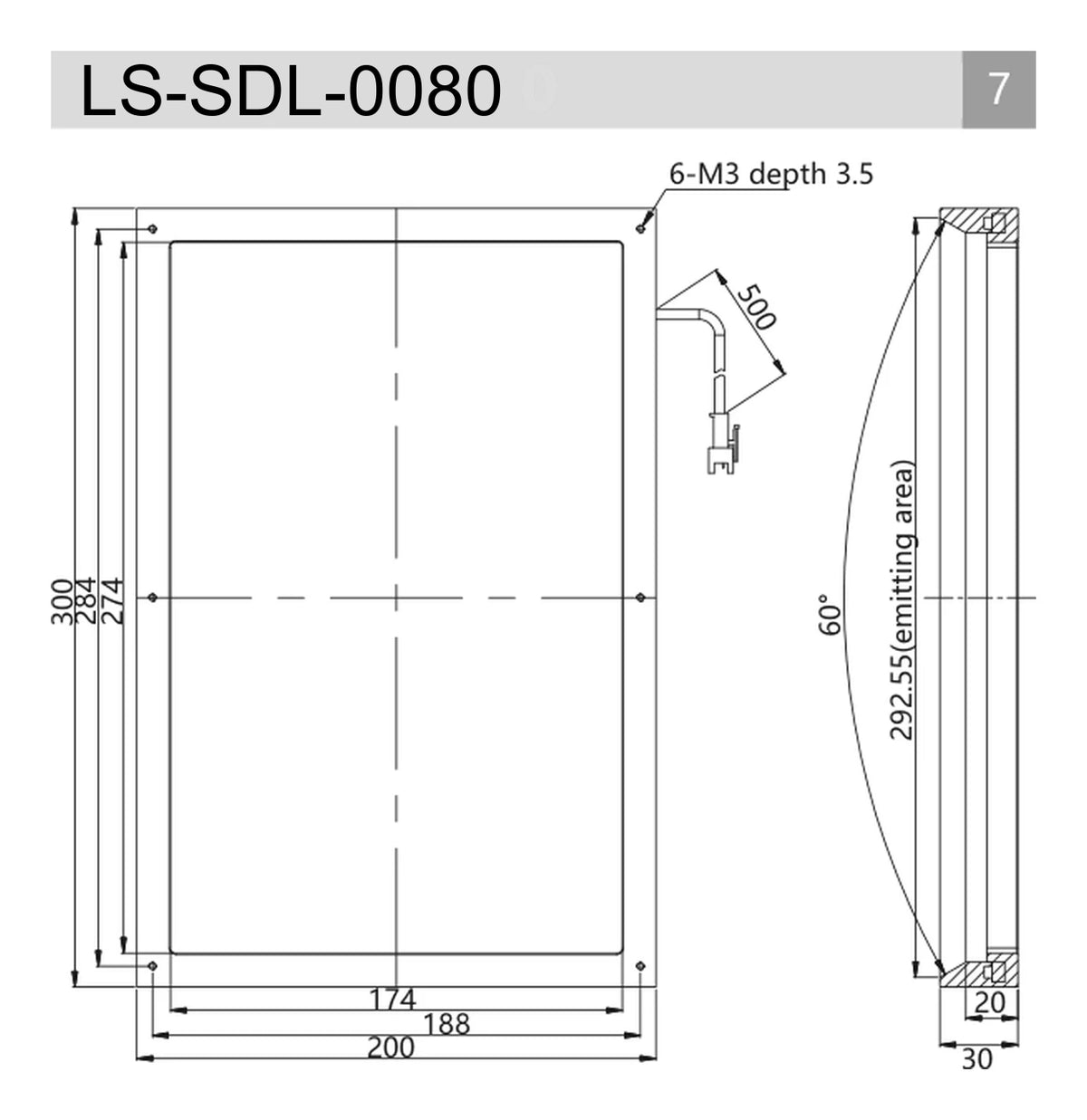 LS-SDL-0080 dimensions (mm)