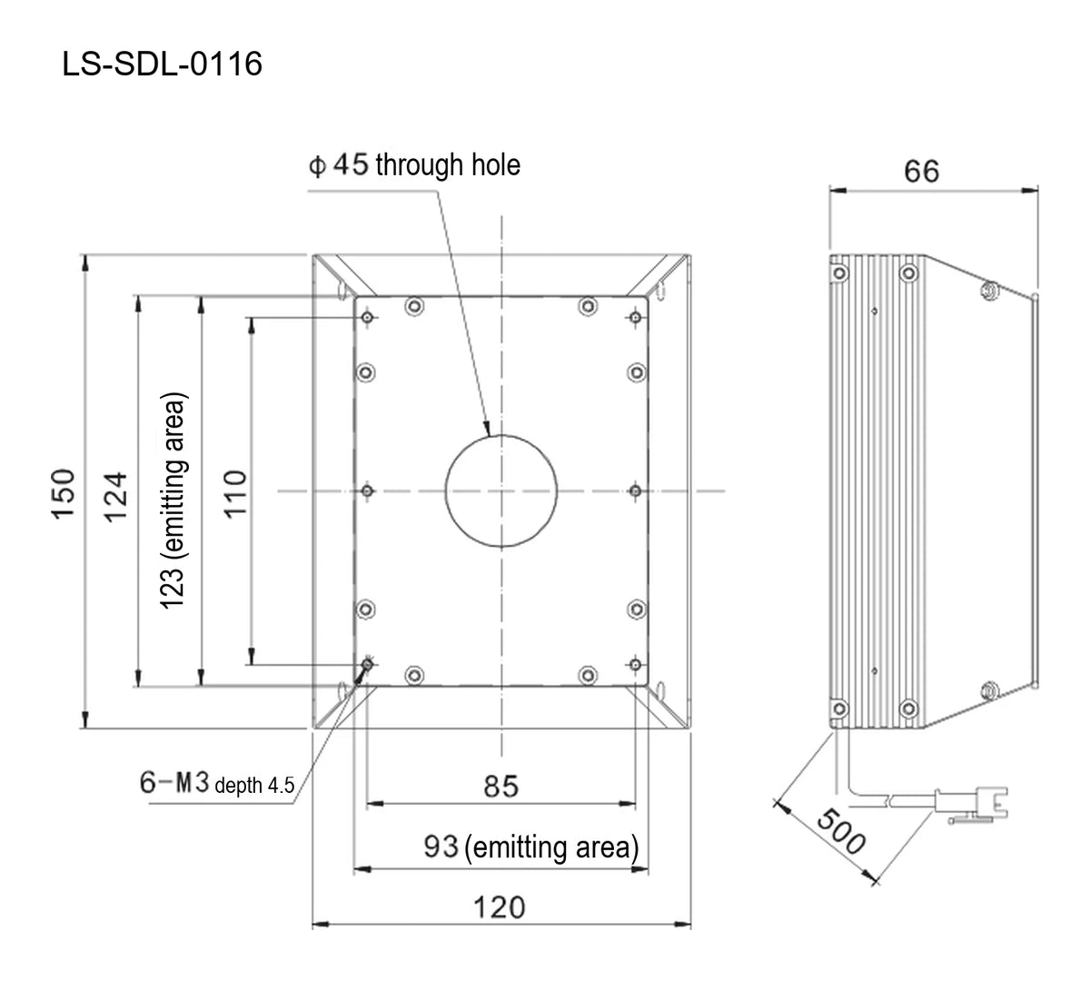 LS-SDL-0116 dimensions (mm)