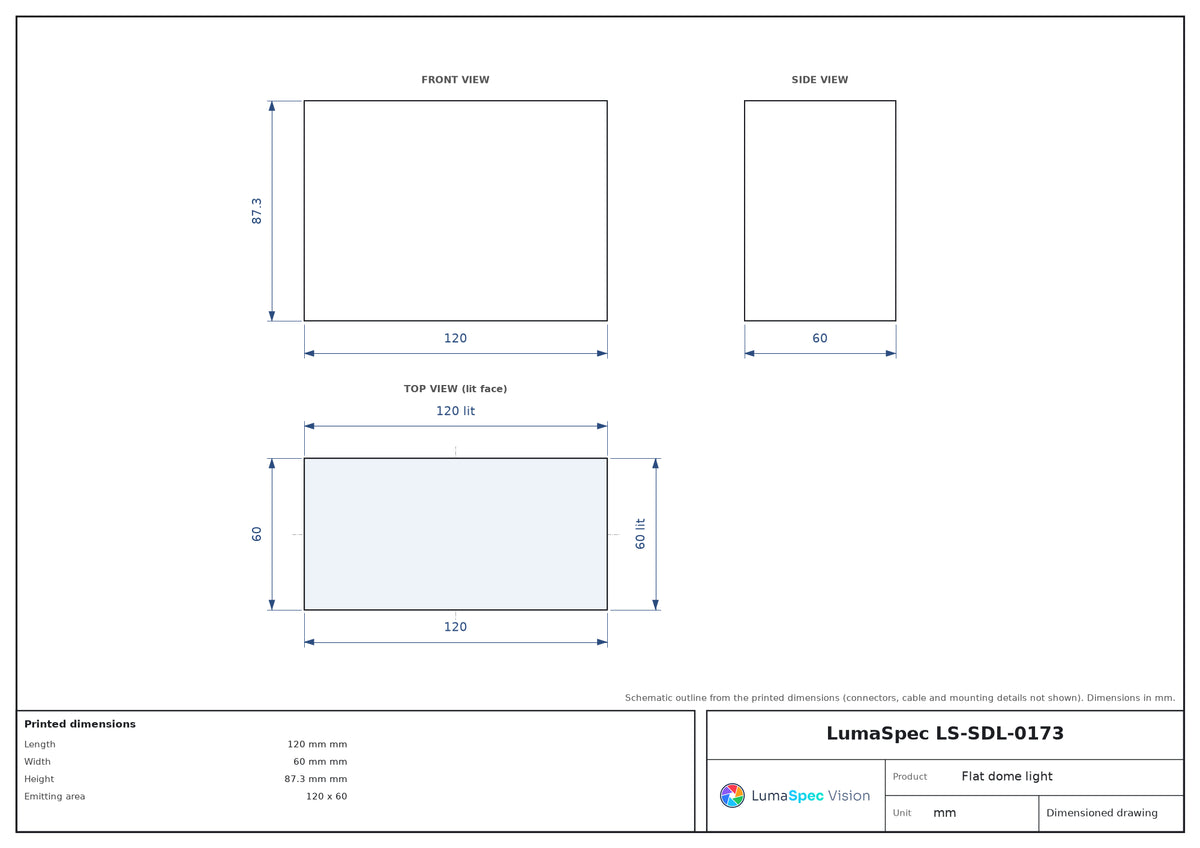 120 x 60 mm tunnel shadowless light