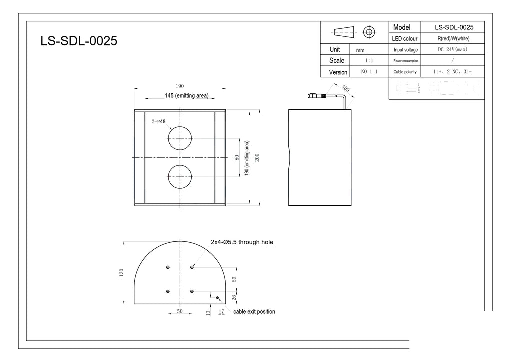 LS-SDL-0025 dimensions (mm)