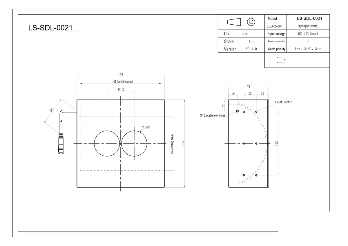 LS-SDL-0021 dimensions (mm)