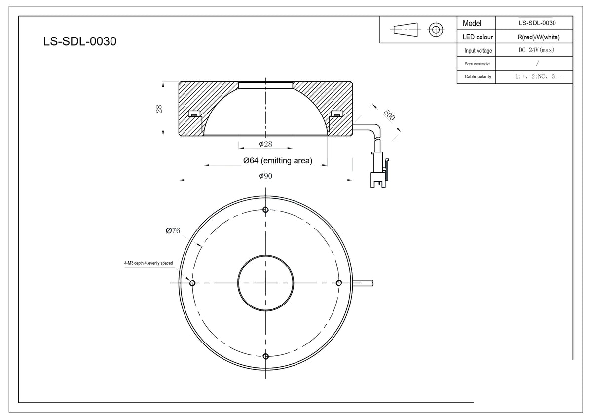 LS-SDL-0030 dimensions (mm)