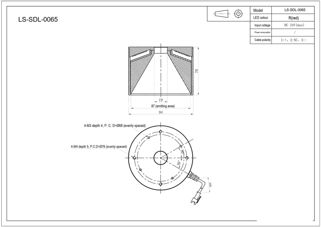 LS-SDL-0065 dimensions (mm)