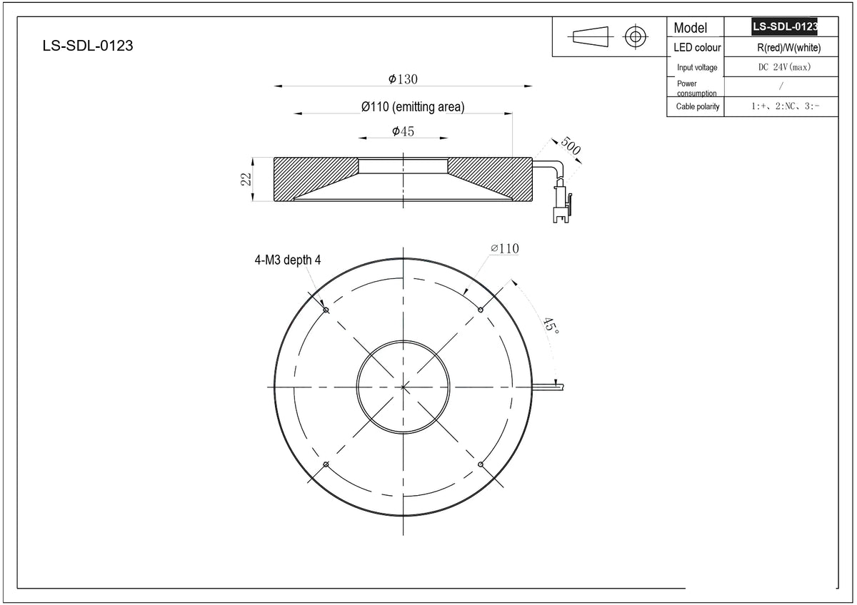 LS-SDL-0123 dimensions (mm)