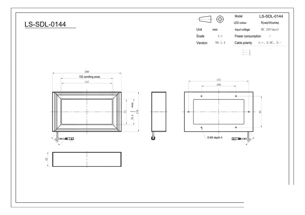 LS-SDL-0144 dimensions (mm)