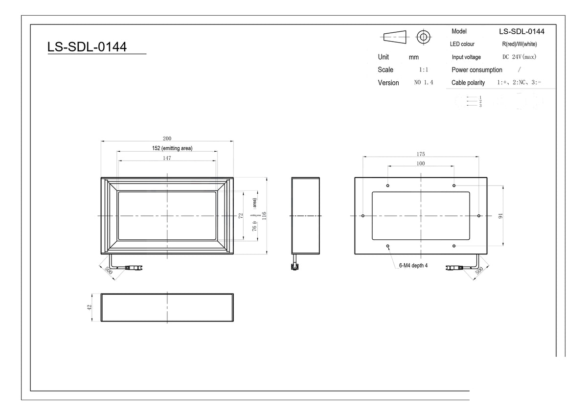 LS-SDL-0144 dimensions (mm)