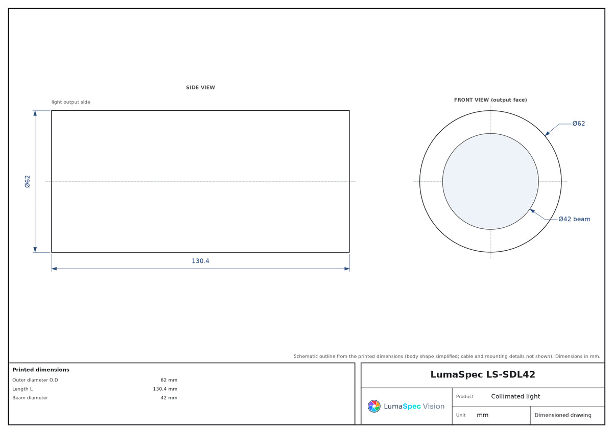 LS-SDL42 dimensions (mm)