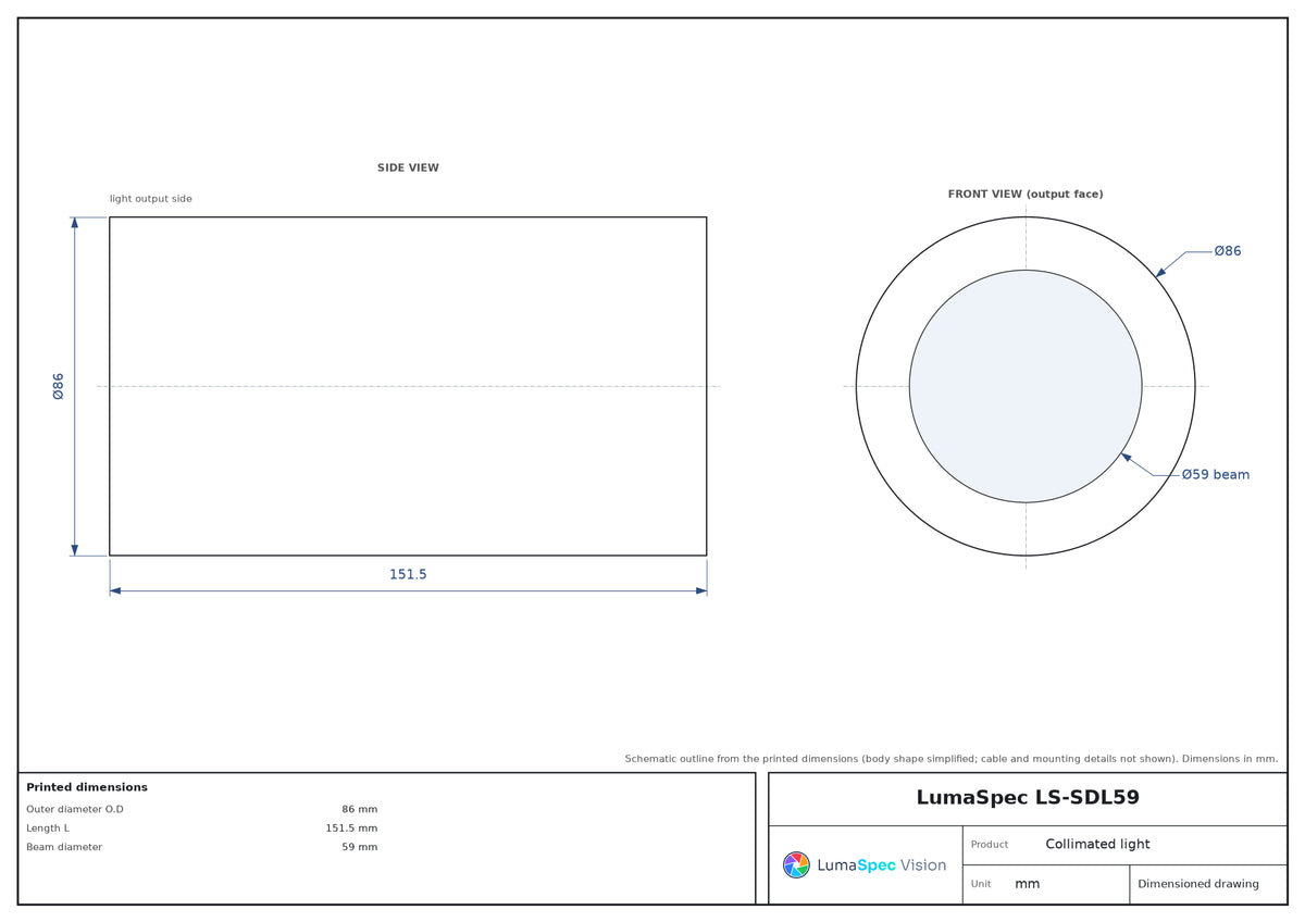 LS-SDL59 dimensions (mm)